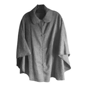Alpaca Camargo Peru Wool Poncho Sweater Shawl Cocoon Oversized Boho Gray OS